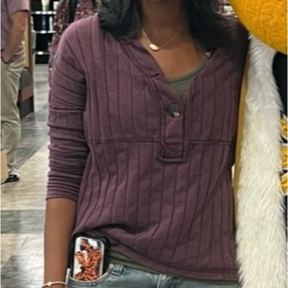 We The Free Plum V-Neck Sweater